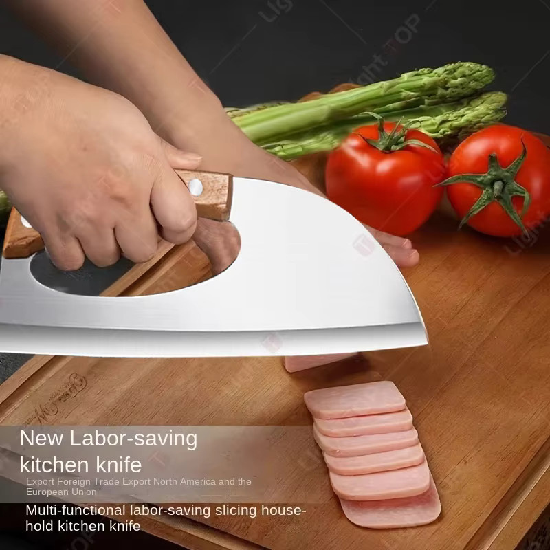 WXCOO Fleischbeil Küchenchef aus Edelstahl in Silber mit Holzgriff zum Schneiden von Fleisch und Gemüse - Bild 4