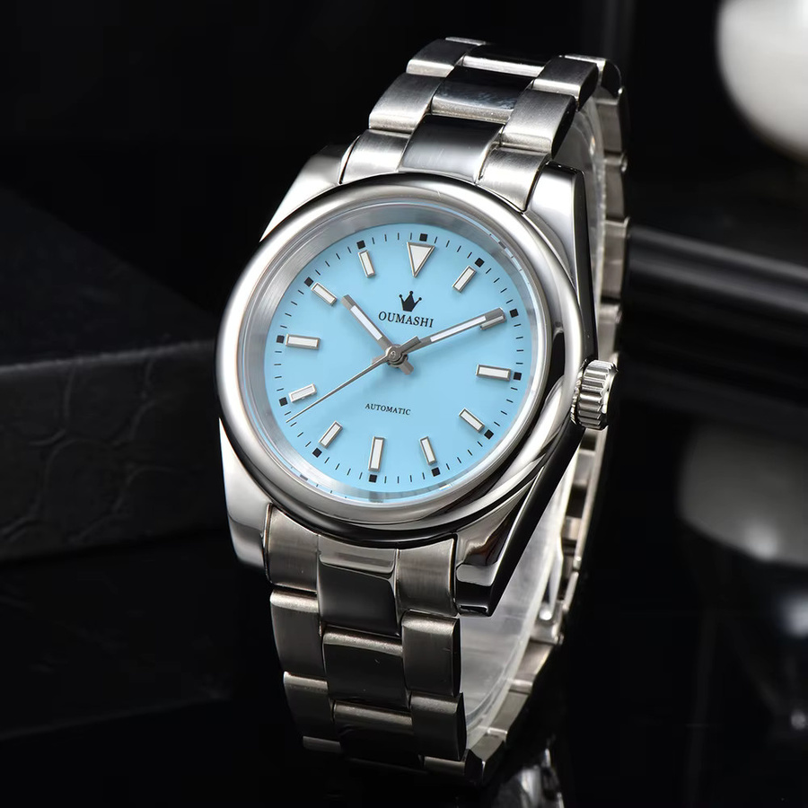 OUMASHI Armbanduhr Automatik, Edelstahl, Blau, 39 mm, Herren - Bild 2
