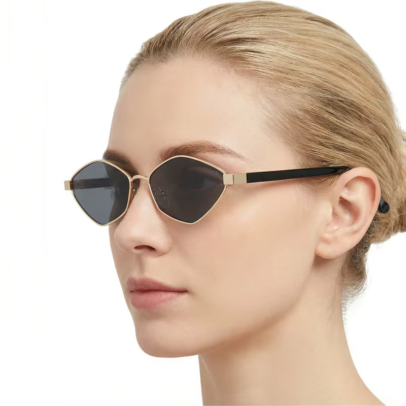 FUQIAN Sonnenbrille Hexagonal, Metall, Vollrand, Gold, Damen - Bild 2