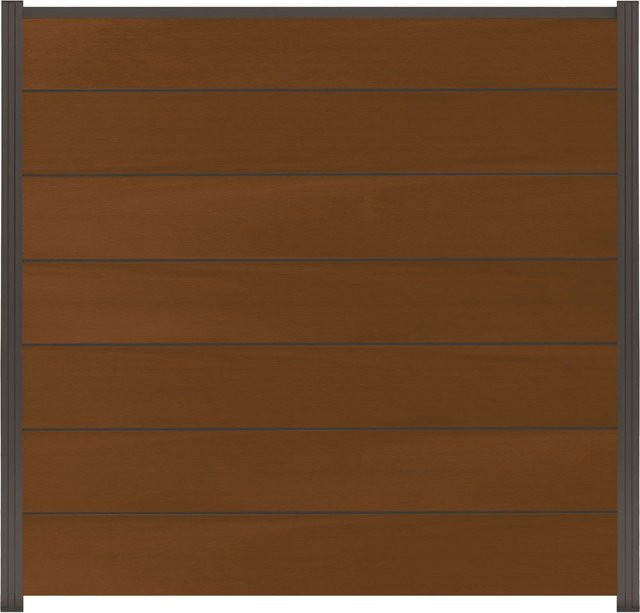GartenLand WPC Zaun XL Ameland Exclusive Sichtschutz Steckzaun Ipê Co-extrudiert Anthrazit B/H: 180 x 180 cm - Bild 1