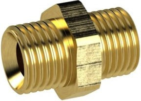 Riegler Doppelgewindenippel aus Messing in Gold, G 1/4 a. / G 1/4 a., SW 17 - Bild 1