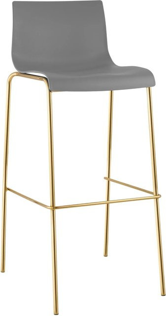 DELUKE Barhocker TENAR Barstuhl mit Lehne aus Kunststoff in Grau und Gold, B/T/H: 43 x 48 x 100 cm - Bild 1
