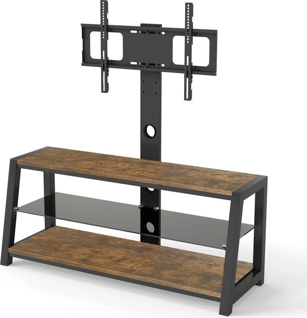 okwish TV Ständer mit Schrank in Braun, höhenverstellbar und schwenkbar, B/T/H: 116 x 42 x 125 cm - Bild 1