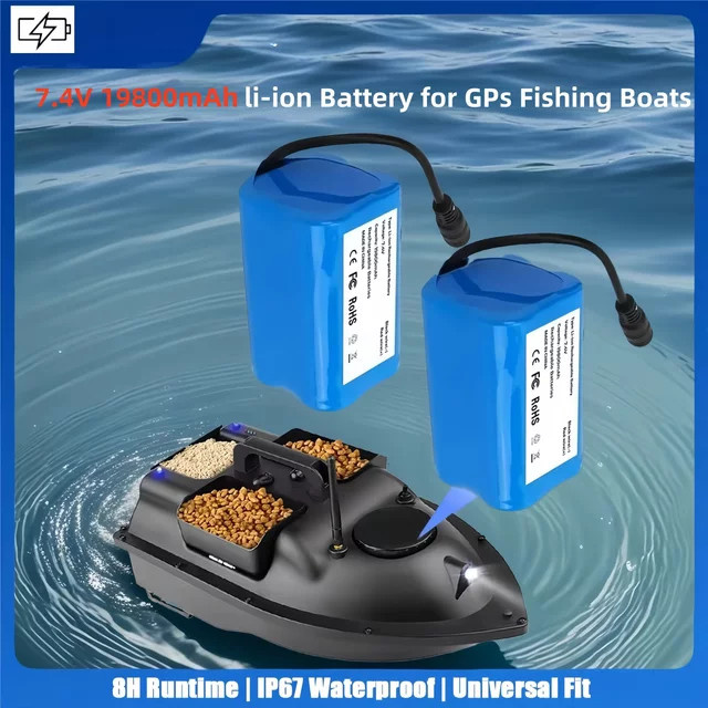 Aleaivy Li-Ionen-Akkupack für Fernbedienung und RC Angelköderboot, 7,4V, 19800mAh, Blau - Bild 1