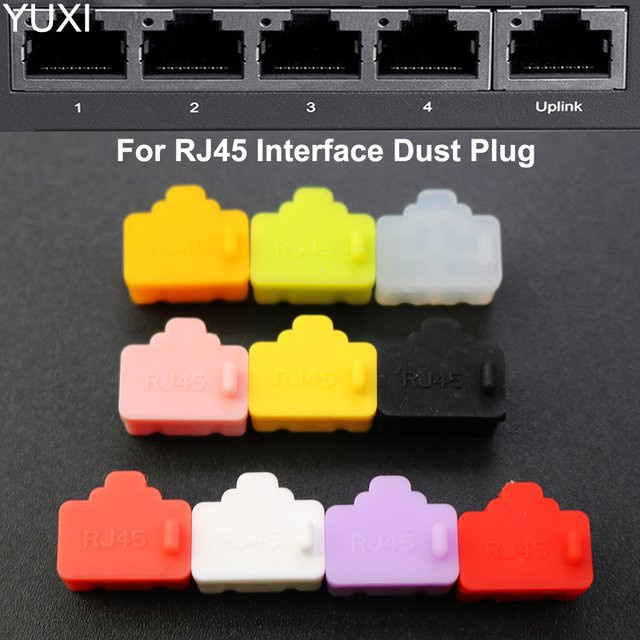 YUXI 10 Stück RJ45 Anti Staubschutzkappen für Ethernet LAN Ports in Gelb - Bild 1