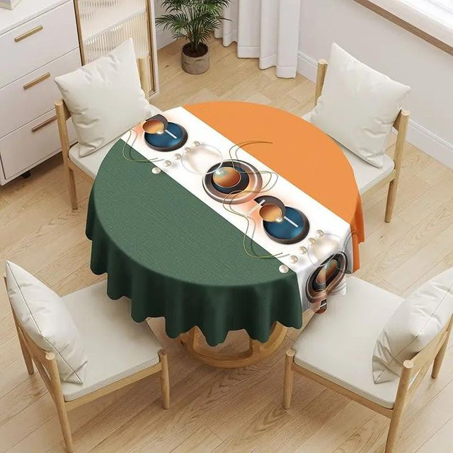Runde PVC-Tischdecke Super Six in Orange, wasserdicht und waschbar, Durchmesser: 120 cm - Bild 1