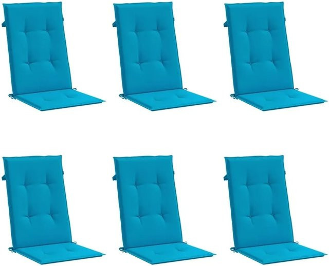 6er Set vidaXL Gartenstuhlauflagen für Hochlehner in Blau, wasserabweisend und UV-beständig, B/T/H: 120 x 50 x 3 cm - Bild 1