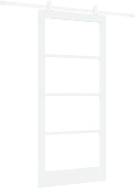 vidaXL Schiebetür ORKDAL aus Kiefer Massivholz und Glas, Weiß, B: 93 cm, H: 202 cm - Bild 1