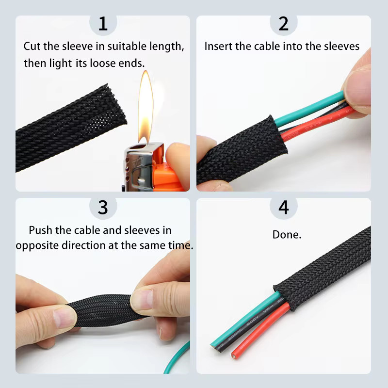 Isolierter PET-Geflechtschlauch in Lila als Kabelschutzhülle mit hochdichter Drahtwickelhülle im Schlangenhaut-Design - Bild 5