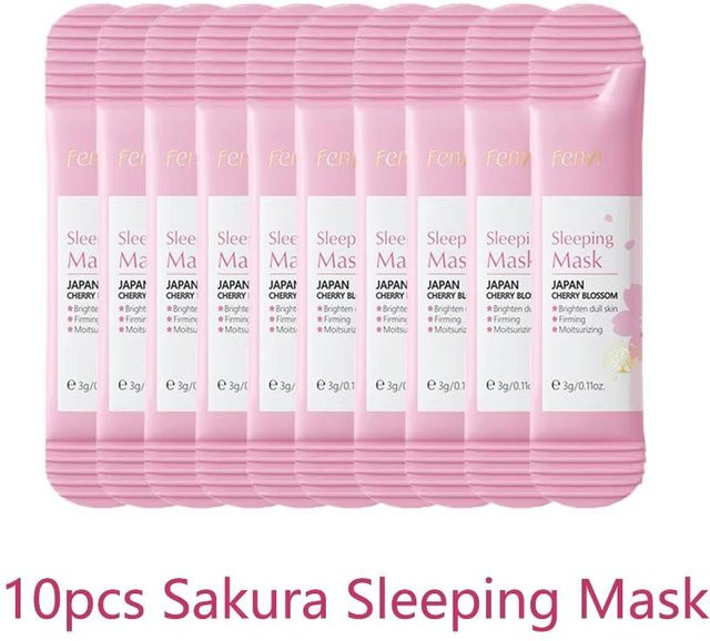 Sakura Schlafmaske, 10 Stück, mit Vitamin C und Hyaluronsäure, Normale Haut - Bild 1