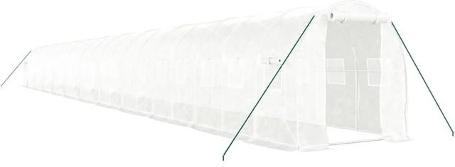 vidaXL Gewächshaus aus verzinktem Stahl mit Polycarbonat-Fenstern in Weiß, B/T/H: 22 x 2 x 2 m - Bild 1