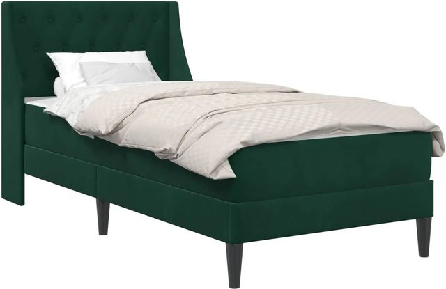 vidaXL Bettgestell mit Matratze aus Samt in Dunkelgrün, 2-teiliges Set für das Schlafzimmer, B/T: 80 x 200 cm - Bild 1