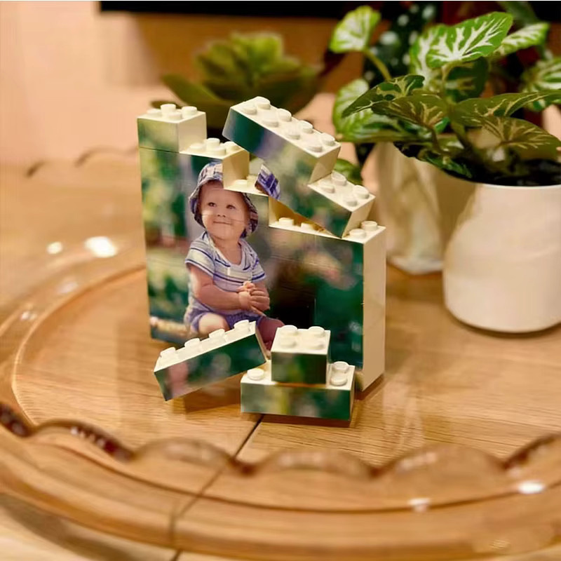 4MELLY Personalisiertes Foto-Baustein-Puzzle mit Gravur und Text in Weiß, Rechteckiges Tisch-Puzzle aus Kunststoff für Erwachsene - Bild 1