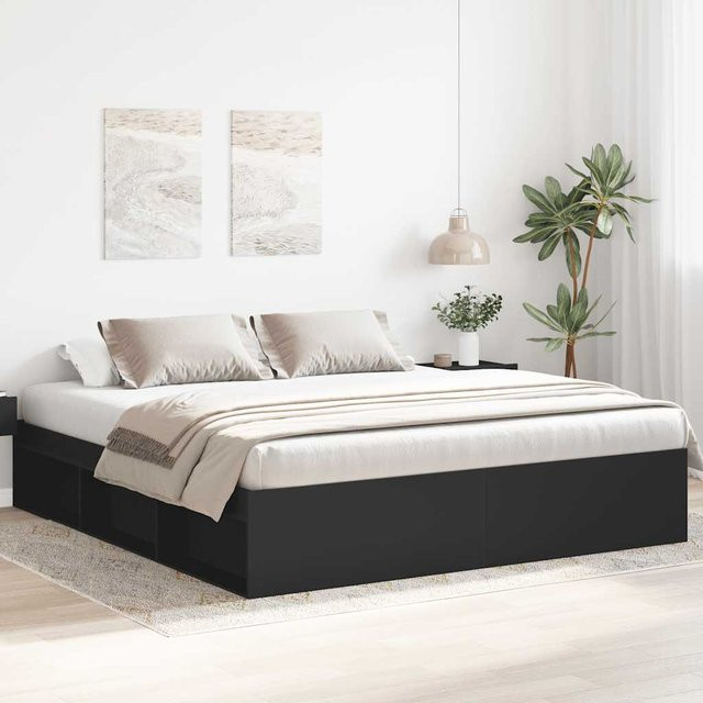 vidaXL Bettgestell modern aus massivem Kiefernholz, Schwarz, B: 180 cm, T: 200 cm - Bild 3