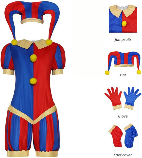The Amazing Digital Circus Pomni Cosplay Kostüm, Unisex, Set / Bundle - Bild 1