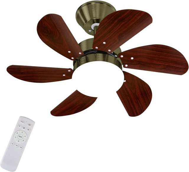 NETTLIFE Deckenventilator aus Metall in Braun mit LED-Licht, Fernbedienung und Timer, modern, Durchmesser: 75 cm - Bild 1