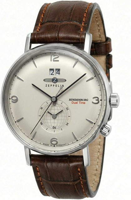 Zeppelin Herrenuhr Hindenburg, Quarz, Edelstahl, 41 mm, Leder, 5 ATM - Bild 1