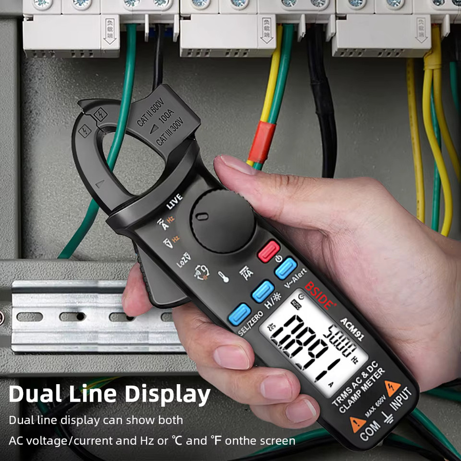 MAXRIENY ACM92 Digital Clamp Meter True RMS Mini Multimeter für DC/AC Strom, Spannung, Temperatur und Kapazität in Schwarz - Bild 3