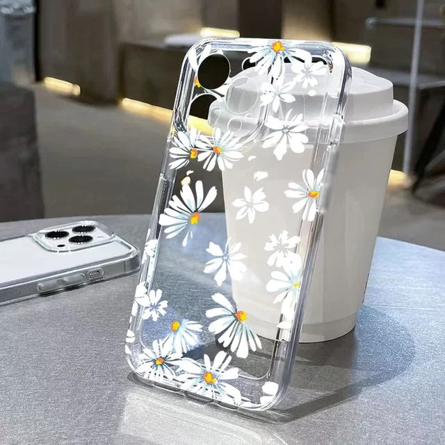 Silikon Handyhülle mit Blumen-Blätter-Design für Xiaomi Redmi Note 13 12 12S 11 11S 10 10S Pro Plus 5G sowie Redmi 13C 12C 4G Turbo 3 in Transparent - Bild 1