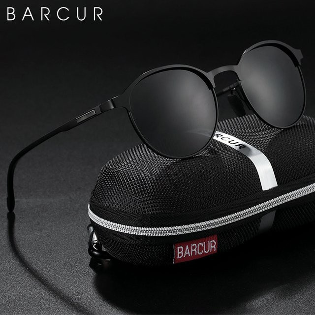 Barcur Sonnenbrille rund, Vollrand, TR90, schwarz, Damen - Bild 1