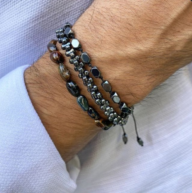 Armband Herren, Perle, Schwarz - Bild 1