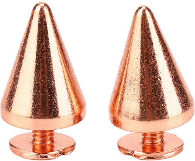 100 Sets OutsideWorld Punk Kegelspitzen Schraubnieten aus Messing in Roségold und Beige, B: 9,5 mm, H: 15 mm - Bild 1