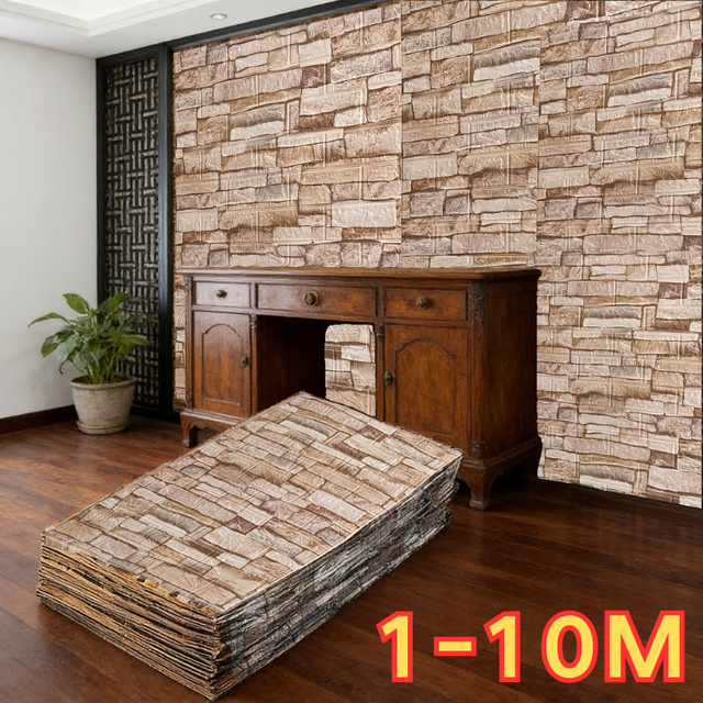 Selbstklebende 3D-Schaumstoff-Wandpaneele in Ziegeloptik von ctzsoop, Farbe: Weiß, B/H: 70 x 100 cm - Bild 1