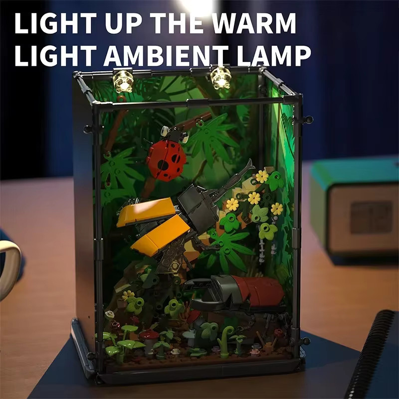 AMAZINGBLOKS Käfer-Familie, Insekten-Regenwald-Szenenmodell, mit Beleuchtung - Bild 2