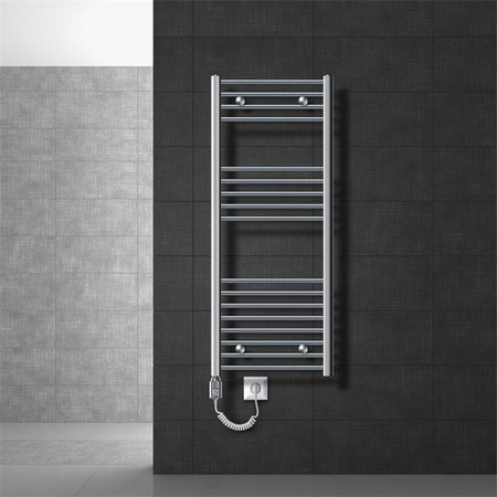 LuxeBath Badheizkörper Elektrisch Sahara mit Heizstab 900W, Farbe: Chrome, B/H: 50 x 120 cm, gebogen mit Seitenanschluss