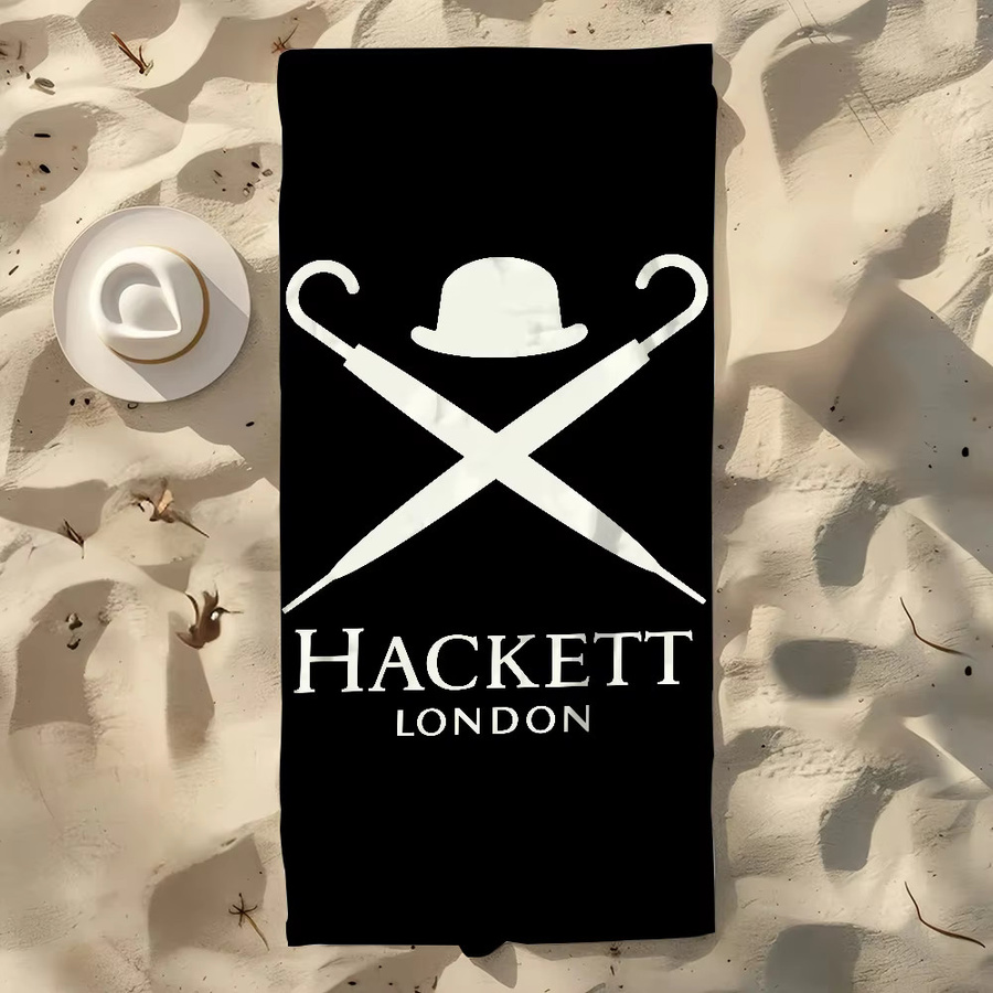 H-Hacketts-S London Strandtuch Schwarz mit maritimen Grafiken, schnell trocknend und weich - Bild 3