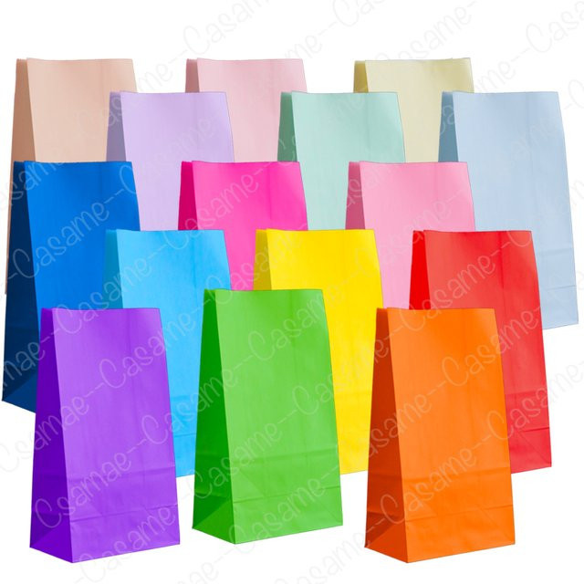 10 Stück bunte Regenbogen Papiertüten als Goodie-Beutel für Party, Geburtstag und Weihnachten, Mehrfarbig - Bild 1
