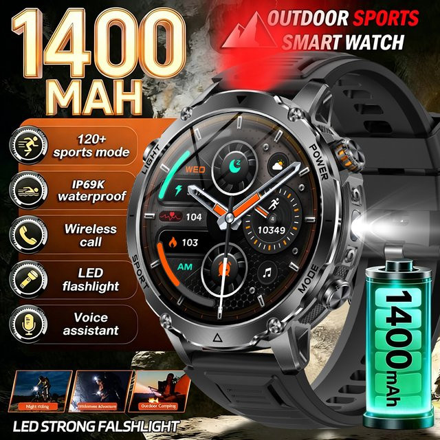 LIGE Smartwatch, 1,7 Zoll, Grau, Silikon, Herren - Bild 1