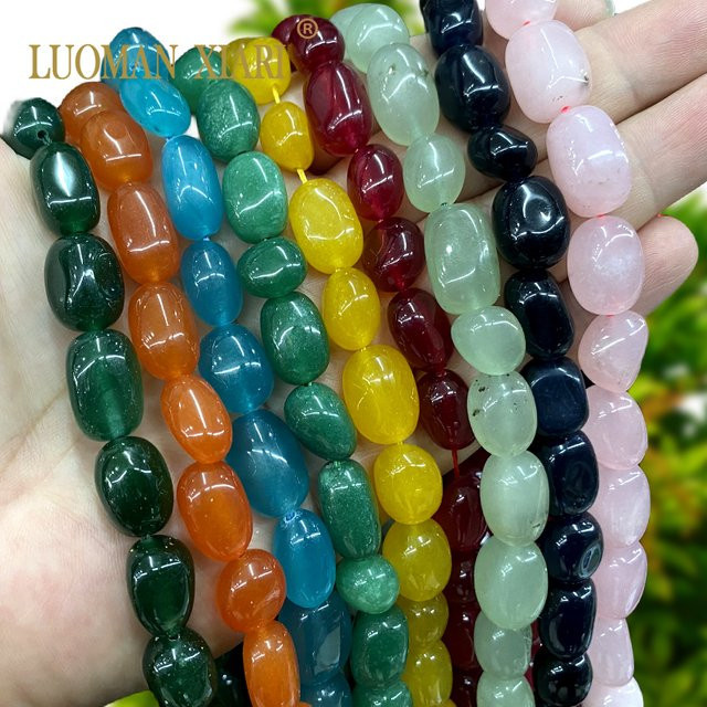 LUOMAN XIARI Distanzperlen Chalcedon Amazonit Grüner Jadestein, Bunt, Unisex - Bild 1