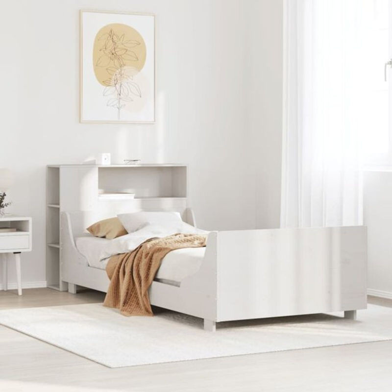 Massivholzbett Vidaxl aus Kiefernholz in Weiß, B/T/H: 75 x 190 cm - Bild 1