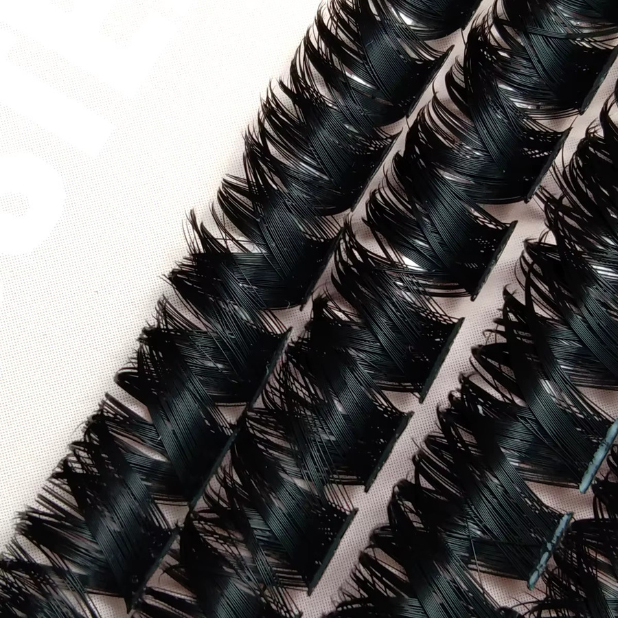 640 Wimpern Cluster D Curl Mix, 3D Wispy, Black, Unisex - Bild 3