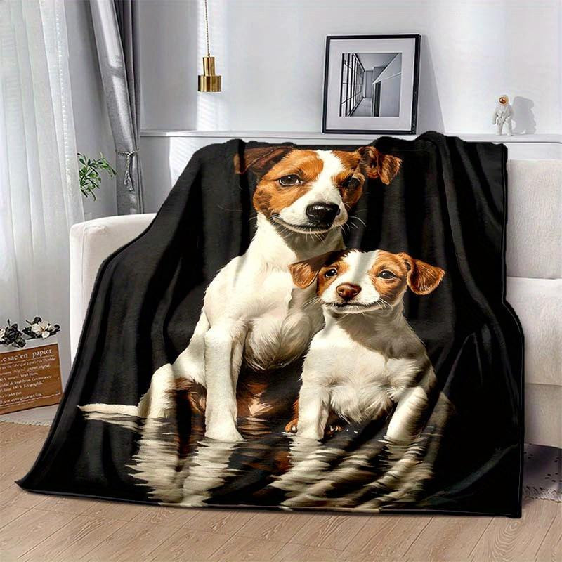 JMG Household Supplies Jack Russell Terrier Fleece-Decke mit Zwei-Hunde-Druck, weich und warm, Mehrfarbig, Breite: 70 cm, Länge: 100 cm - Bild 4
