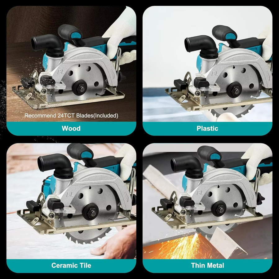 Makita Mini-Elektro-Kreissäge kabellos mit 1850W und 150mm Durchmesser, blau, passend für Makita 18V LXT Akkus - Bild 3