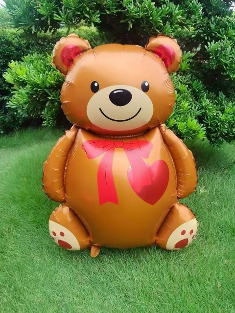 KUKUZHU Aluminium-Ballon mit Bär und Herz Motiv in Braun für Geburtstag, Valentinstag oder Baby Shower - Bild 1