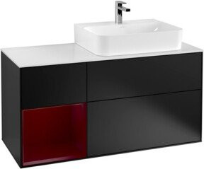 Villeroy & Boch Finion Waschtischunterschrank mit Abdeckplatte und Regal links, Farbe Schwarz matt lackiert, Breite: 120 cm, Tiefe: 50,1 cm, Höhe: 50,1 cm - Bild 1