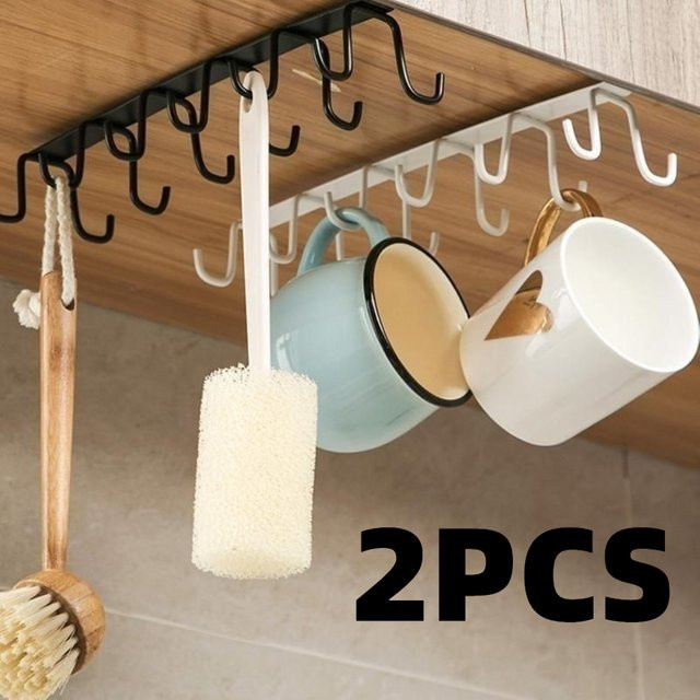 YOCITY Wandhalterung aus Metall mit 12 Haken in Schwarz, 2er-Set Organizer für Küche, Badezimmer und Schlafzimmer - Bild 1