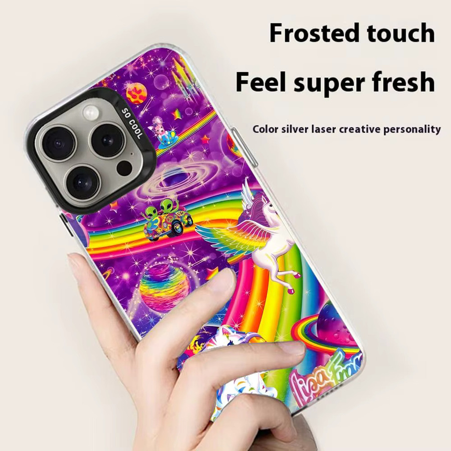 L-Lisa Frank Handyhülle für iPhone 11 bis iPhone 17 Air Pro Max, bunt, rutschfest und Anti-Fingerabdruck-Schutz - Bild 3