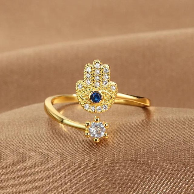Yiluocd Ring, Kupfer, Gold, Zirkonia, Damen - Bild 1