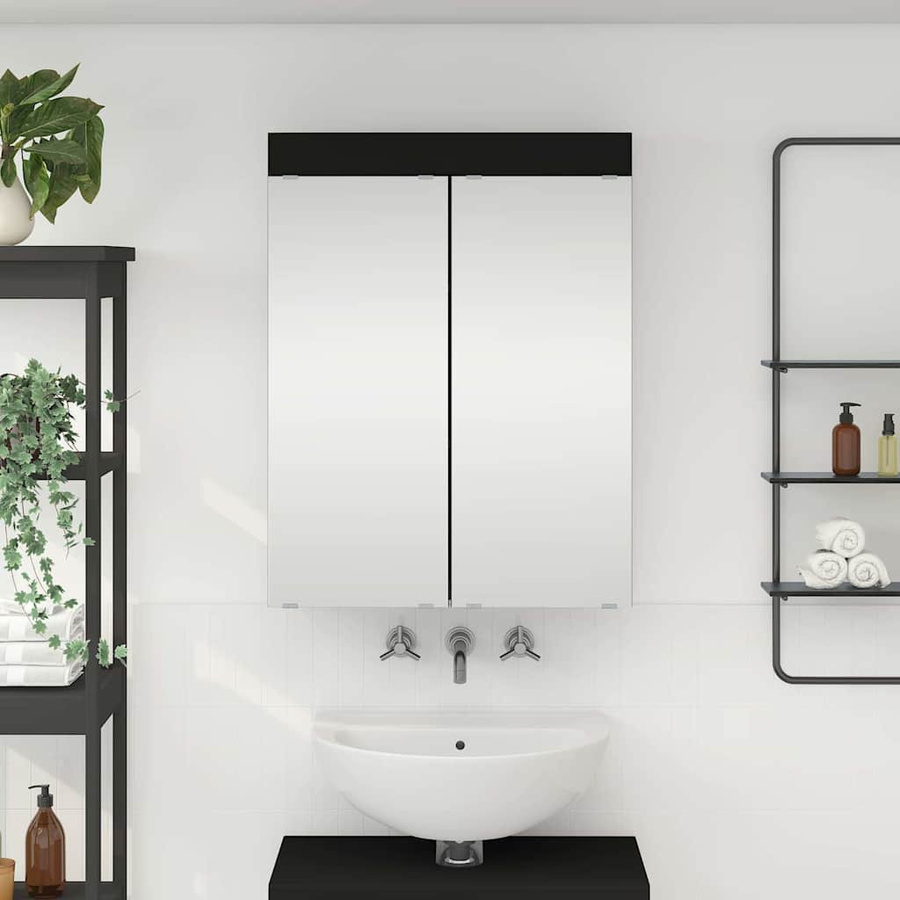 vidaXL Badezimmerspiegelschrank TULUM in Schwarz, modern und wandmontiert, B: 60 cm, T: 16,5 cm, H: 78 cm - Bild 4