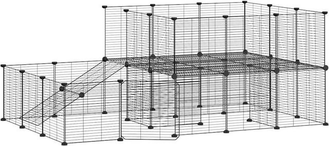 vidaXL Haustierkäfig aus Stahl mit 44 Teilen in Schwarz, B/T/H: 35 x 35 x 35 cm - Bild 1