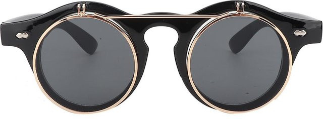 Neoglint Klapp-Sonnenbrille Rund, Vollrand, Schwarz, Grau, Damen - Bild 1