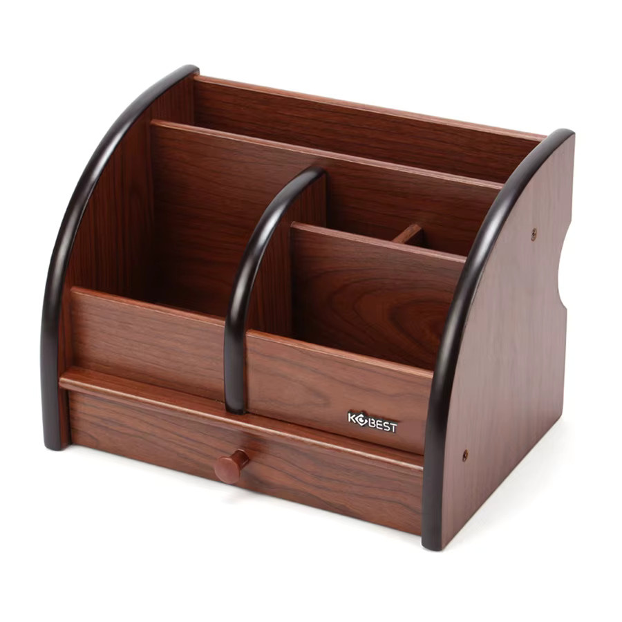 Kobest Multifunktionaler quadratischer Stifthalter aus Holz in Braun als Schreibwaren Aufbewahrungsbox und Schreibtisch Ornament - Bild 3