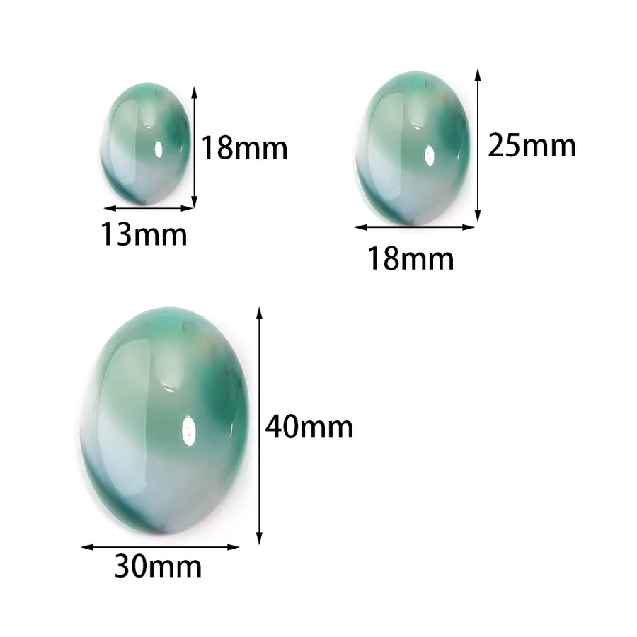 lingsai Achat Perlen, Oval Cabochon, Grün Gestreift - Bild 2