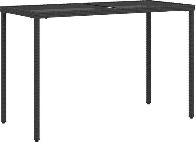 vidaXL Gartentisch aus PE-Rattan mit Hartglasplatte in Schwarz, B/T/H: 115 x 54 x 74 cm - Bild 1