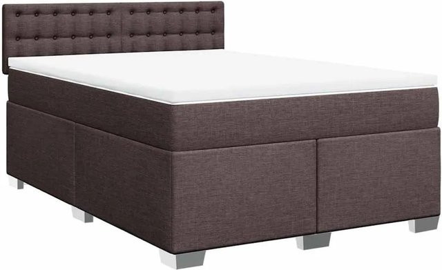 vidaXL Boxspringbett mit Matratze Dunkelbraun B/T/H: 140 x 190 cm, Hybrid-Design mit USB-Anschluss und Unterbettbeleuchtung - Bild 1