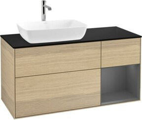 V&B Waschtischunterschrank Finion mit Wandbeleuchtung, Anthrazit und Eiche lackiert, Breite: 120 cm, Tiefe: 50,1 cm, Höhe: 50,1 cm - Bild 1